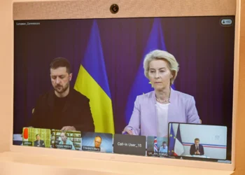Zelenski y los líderes europeos en teleconferencia/AFP