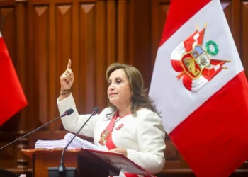 La presidenta de Perú, Dina Boluarte, en su mensaje del 28 de julio, Foto: Presidencia de Perú.