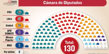 Composición de la Cámara de Diputados según el computo rápido. Foto: La Razón.