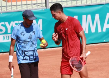 Boris Arias y Murkel Dellien en el partido de este sábado.