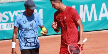Boris Arias y Murkel Dellien en el partido de este sábado.