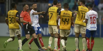 Incidencia del partido entre The Strongest e Bahía por la Libertadores de este 2025 (AFP)