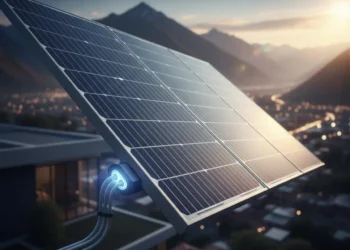 Un panel solar genera energía renovable. Foto: Ministerio de Hidrocarburos.