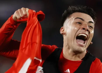 Ian Garguez celebra al anotar el segundo gol de Chile en el partido del Mundial Sub-20 ante Nueva Zelanda. (FOTO: AFP)
