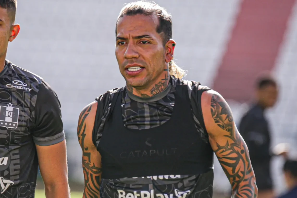 El delantero colombiano del Once Caldas, Dayro Moreno en una práctica en Manizales (Once Caldas).