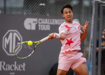 El tenista beniano Hugo Dellien en plena competencia (Hugo Dellien)