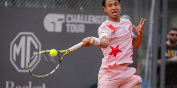 El tenista beniano Hugo Dellien en plena competencia (Hugo Dellien)