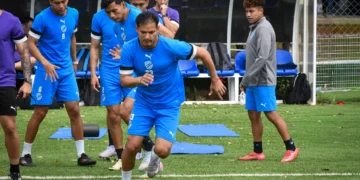 Leonel Justiniano en pleno entrenamiento en Belo Horizonte (Bolívar).