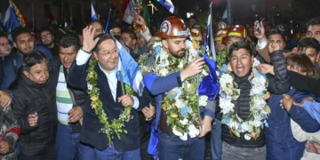 David Choquehuanca, Luis Arce, Eduardo del Castillo y Grover García.