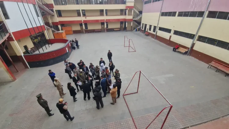 Este martes se realizó la inspección ocular en el colegio Saracho de Oruro. FOTO: Fiscalía de Oruro.