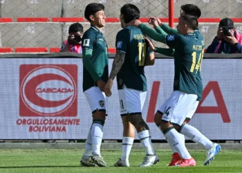 Miguel Terceros en el festejo de gol frente a Chile. (FOTO: CONMEBOL.com)