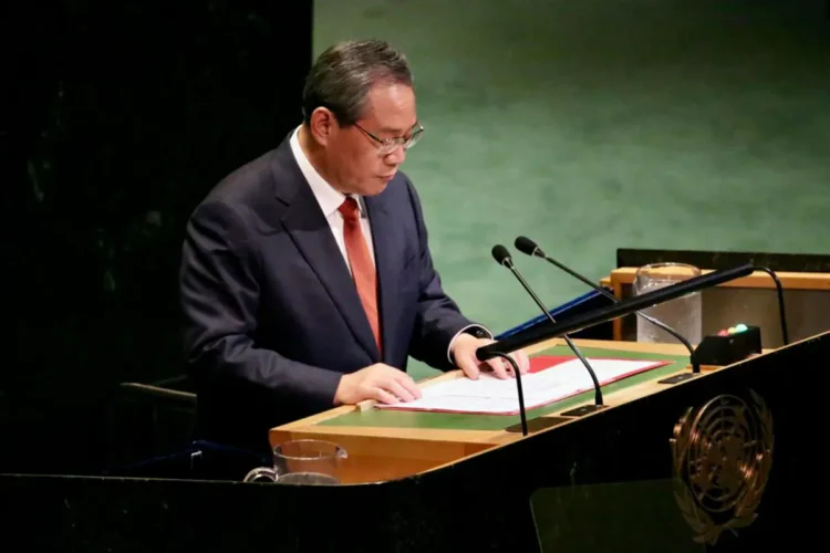 El primer ministro de China, Li Qiang, durante su intervención en la Asamblea General de la ONU. Foto: Europa Press