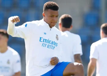 Kylian Mbappé en el entrenamiento con el Real Madrid. (FOTO: Real Madrid C.F.)