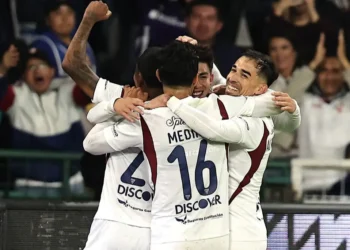 Festejo de los jugadores de Liga Deportiva Universitaria