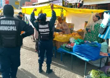 Alcaldía de El Alto recupera vías peatonales en la avenida Juan Pablo II. FOTO: GAMEA