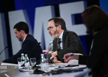 Pierre-Olivier Gourinchas, economista jefe del FMI, habla en el foro ‘Perspectivas de la economía mundial’/AFP