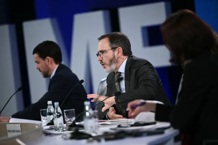 Pierre-Olivier Gourinchas, economista jefe del FMI, habla en el foro ‘Perspectivas de la economía mundial’/AFP