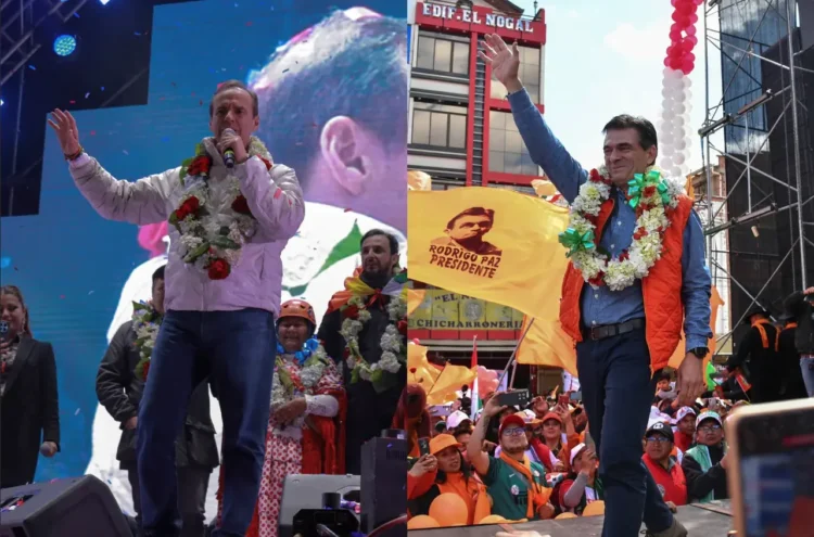 Los candidatos presidenciales Jorge Quiroga (Libre) y Rodrigo Paz (PDC).