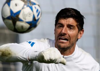 El portero belga, Thibaut Courtois, en el entrenamiento de Real Madrid. (FOTO: Real Madrid C.F.)