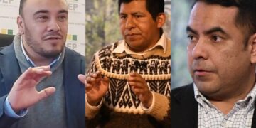 De izquierda a derecha: Gustavo Ávila, Tahuichi Tahuichi Quispe y Francisco Vargas, vocales del TSE.