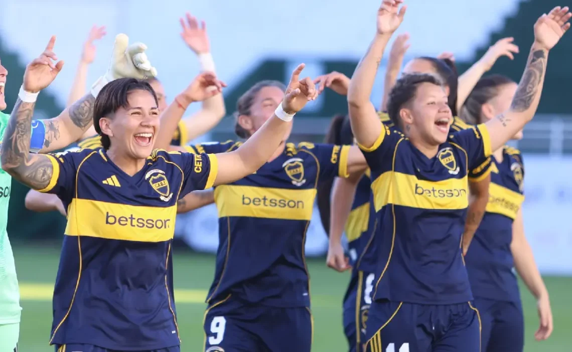 Festejo de Boca por la clasificación a los cuartos de final de la Copa Libertadores femenina. (FOTO: CONMEBOL Libertadores Femenina)
