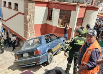 El vehículo siniestrado en Oruro. FOTO: Fiscalía de Oruro