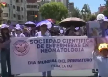 Varias personas se unieron a la manifestación. Foto: Captura Bolivia Tv.