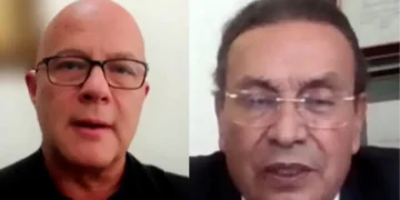 Los presidentes de la Cámara Nacional de Exportadores (Caneb) y de la Federación de Empresarios Privados de La Paz, Oswaldo Barriga y Rolando Kempff.