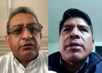 El gerente general de Anapo, Jaime Hernández y el dirigente de transporte Lino Huanca