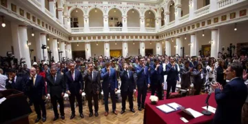 El presidente Paz posesiona a su gabinete de ministros. (Foto: El Sol de Pando)