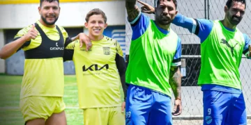 Los atigrados Chávez y Moriceau en Achumani y los académicos Batallini y Cauteruccio en Ananta, en el cierre de los entrenamientos.