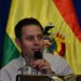 El vicepresidente Edmand Lara en su primera conferencia de prensa.
Foto: APG