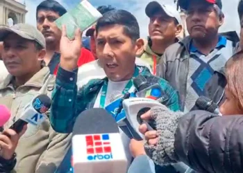 Los cocaleros de Yungas protestaron en la plaza Murillo. (Foto: Erbol)