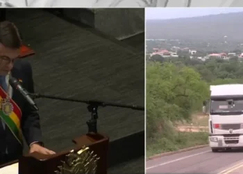 El Presidente anuncia el ingreso de cisternas con combustible. Foto: Captura Bolivia Tv.