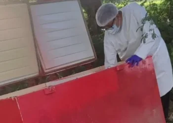 El cuerpo estaba dentro un freezer rojo/Fisc. de Santa Cruz