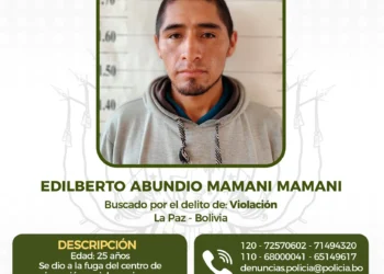 El prófugo fue identificado como Edilberto Abundio Mamani Mamani. Foto: RRSS Policía Boliviana.