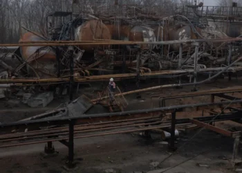 Una estación de gas impactada por un dron ucraniano/AFP