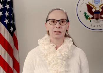 La jefa de la Misión de la Embajada de los Estados Unidos en Bolivia, Debra Hevia. (Foto: Captura Embajada de EEUU).