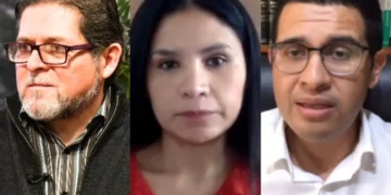 Los analistas políticos José Luis Exeni, Luciana Jáuregui y Vladimir Peña en Piedra, Papel y Tinta de La Razón.