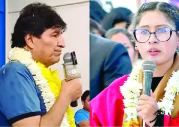 El expresidente Evo Morales y la alcaldesa de El Alto, Eva Copa.