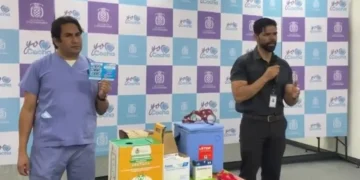 La presentación de la campaña de vacunación contra la rabia en el Día del Peatón. Foto: Captura Gobierno Autónomo Municipal de Cochabamba.