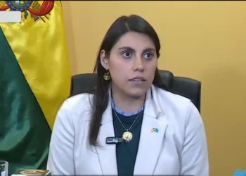 La viceministra de Autonomías, Andrea Barrientos. Foto: Captura Bolivia Tv.