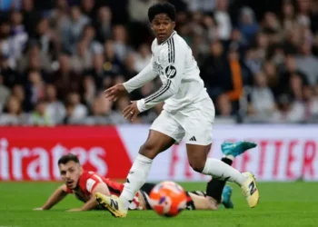 Endrick jugando con Real Madrid ante Athletic en la Liga española en Madrid. (FOTO: AFP)