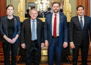 La delegación de Dinamarca junto a JD Vance y Marco Rubio en la Casa Blanca/RRSSLars Løkke Rasmussen