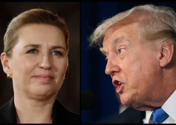 La primera ministra danesa, Mette Frederiksen y el presidente estadounidense, Donald Trump/AFP
