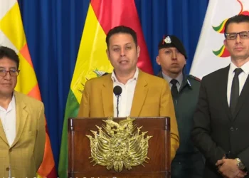 El vicepresidente Edmand Lara brinda una conferencia de prensa. (Captura: Vicepresidencia)