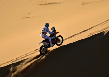 El piloto sudafricano Michael Docherty durante la 8ª etapa del Rally Dakar, alrededor de Wadi ad-Dawasir. (FOTO: AFP)