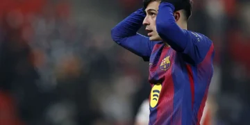 Pedri, durante el partido de Champions ante el Slavia de Praga. (FOTO: AFP)