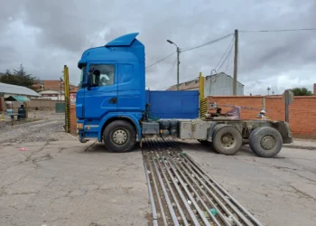 El bloqueo en la estación ferroviaria de Potosí. Foto: Ferroviaria Andina.