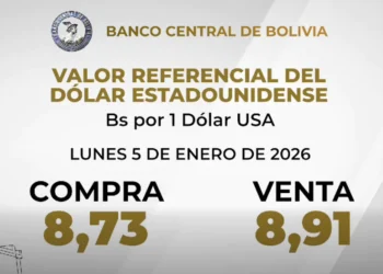 El valor referencial del tipo de cambio del dólar. Foto: Captura BCB.